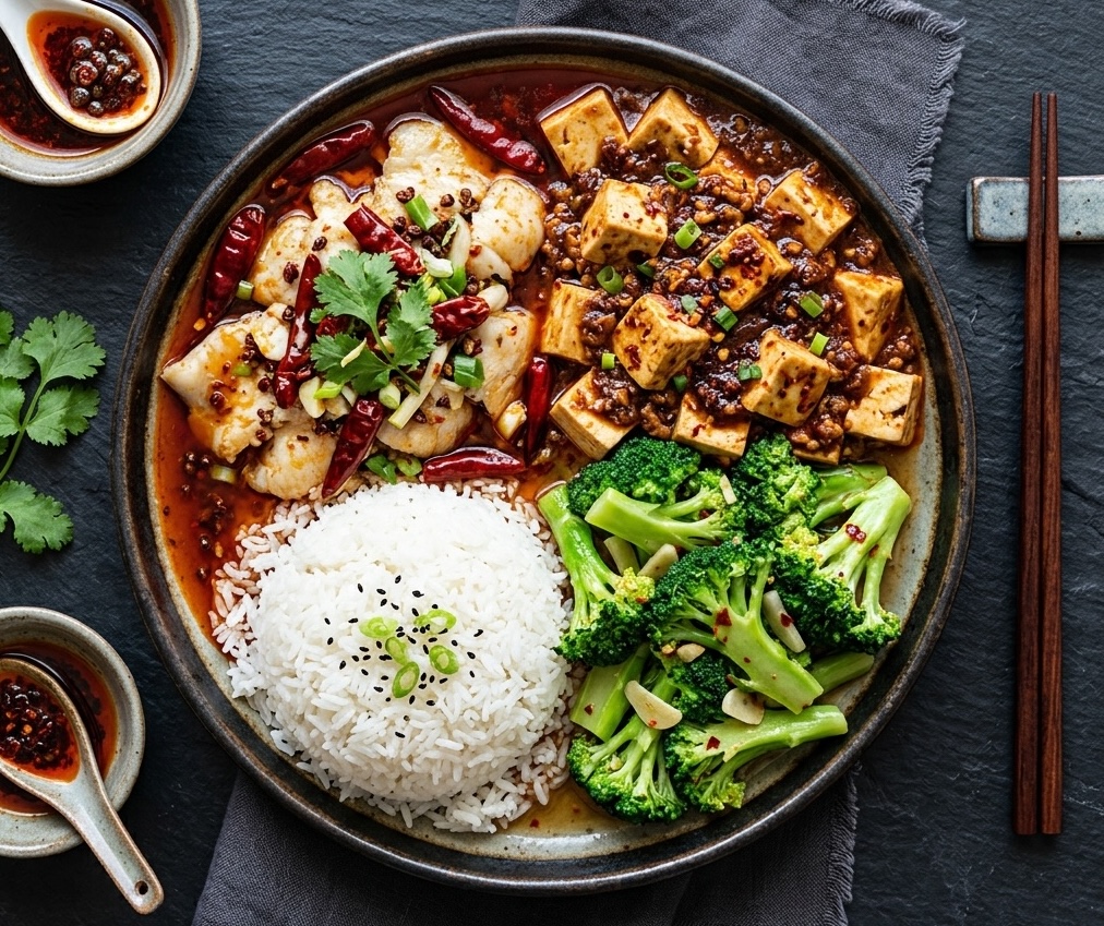 Sichuan spicy fish and mapo tofu by Chef Kun