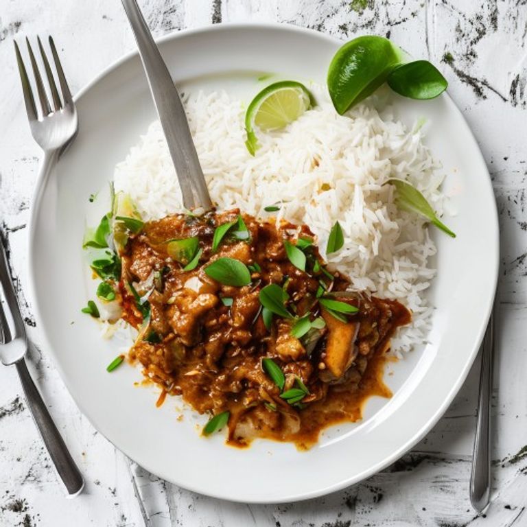 Loulan Southeast Asian spread — beef rendang, Malaysian fried chicken, grilled pork chop