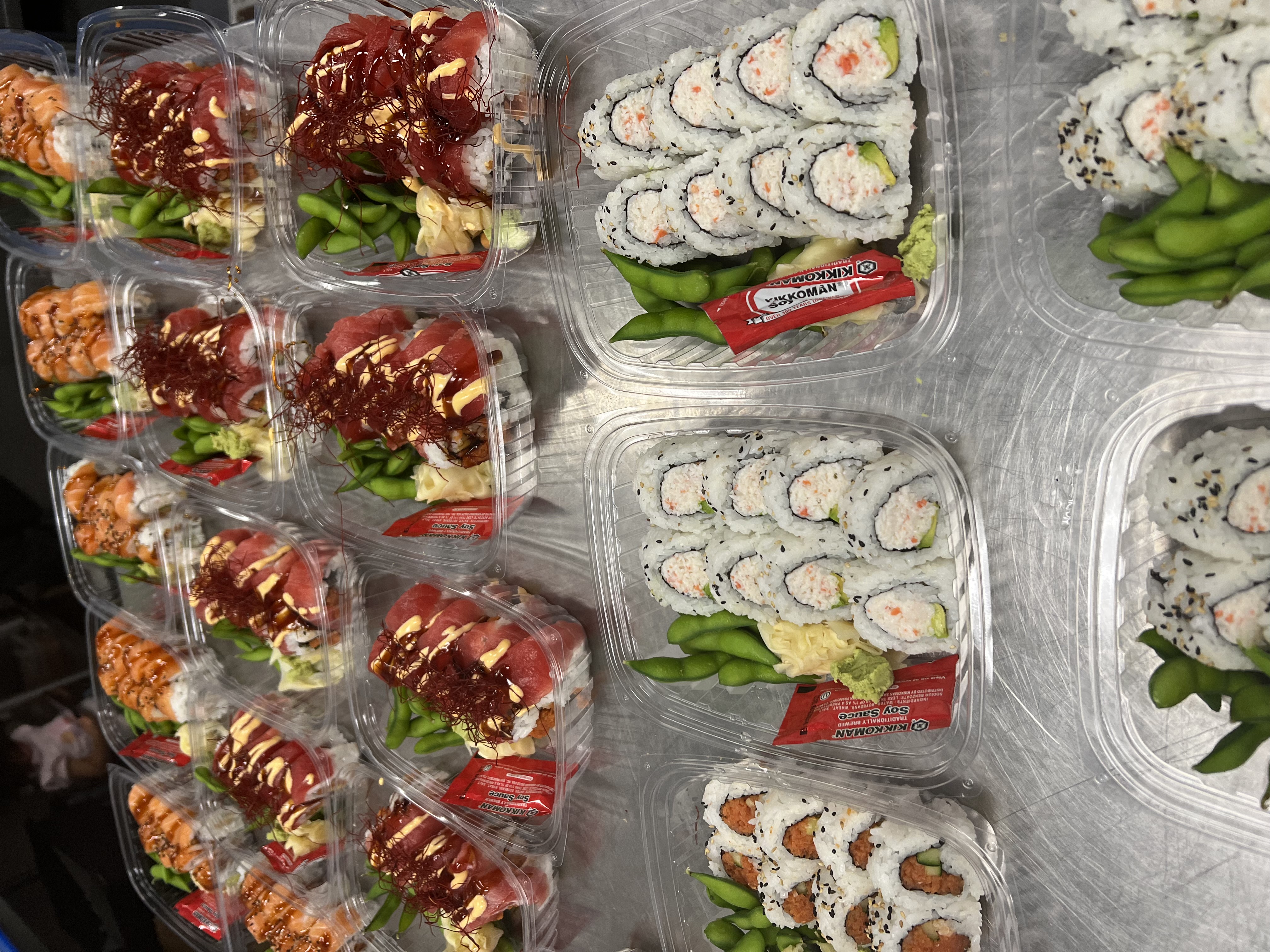 Packaged sushi boxes